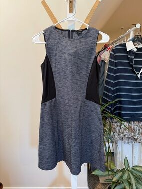 Theory Gray Sheath Dress with Black Side Panels
